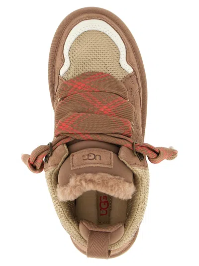Ugg Ribbon-lace Leather Sneakers In Brown