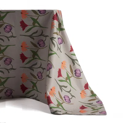 Sophie Williamson Design Rectangular Tablecloth In Oversize Bold Flower Print On Light Grey In Multi