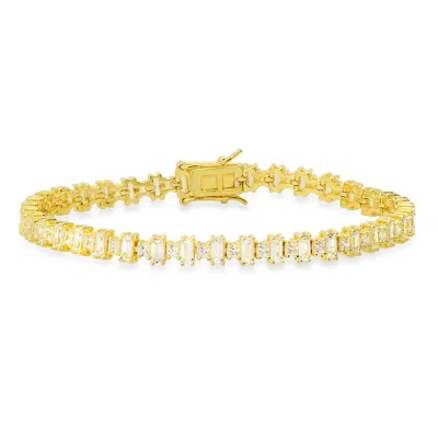 Kylie Harper Women's Gold Multi Cut Diamond Cz Tennis Bracelet In Gold