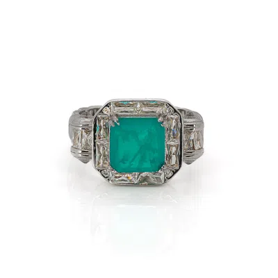 Ebru Jewelry Women's Green / Silver Paraiba Tourmaline Happy Cocktail Ring - Silver In Green