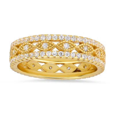 Kylie Harper Women's Gold Vintage Diamond Cz Eternity Band Ring In Gold