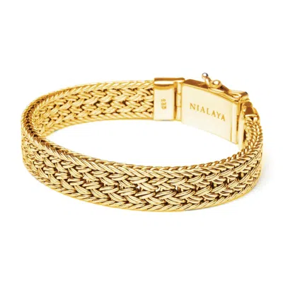 Nialaya Men's Gold Braided Chain Bracelet In Gold
