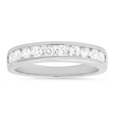 Kylie Harper Women's Sterling Silver Channel-set Round Cz Band Ring In Silver