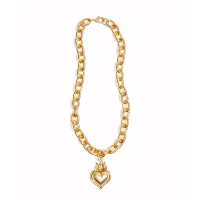 Lovard Women's Smooth Hearts Aflame Chunky Chain Necklace - Gold In Gold
