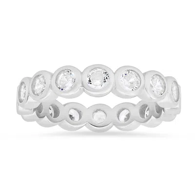 Kylie Harper Women's Bezel-set Diamond Cz Eternity Band Ring In Sterling Silver In Silver