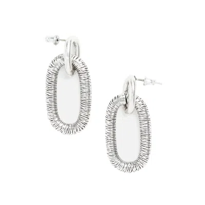 Lovard Women's Bicycle Chunk Chain Link Earrings-silver In Silver