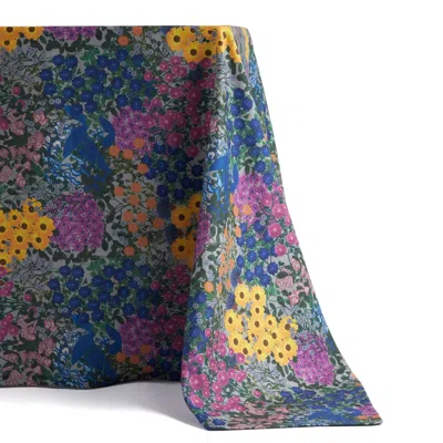 Sophie Williamson Design Large Square Tablecloth In Colorful Wildflower Print In Blue And Multicolor In Multi