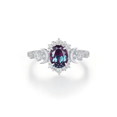 Azura Jewelry New York Women's Silver Galactic Alexandrite Ring White Gold Vermeil In Silver