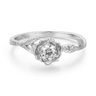 Azura Jewelry New York Women's Silver Forever Rose White Topaz Ring White Gold Vermeil In Silver