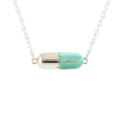 Kris Nations Women's Green / Blue / Silver Big Chill Pill Chain Necklace Turquoise & Sterling Silver In Multi