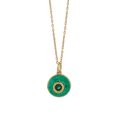 Ebru Jewelry Women's Gold / Green Green Enamel & Jade Stone Evil Eye Gold Chain Necklace - Green In Multi
