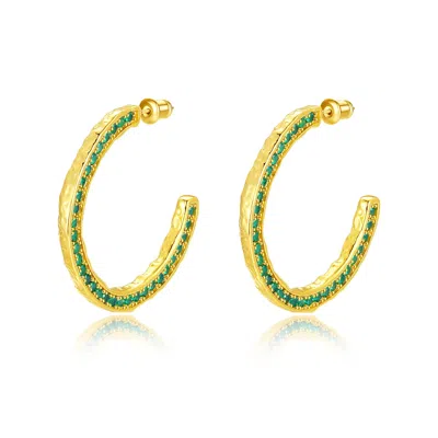 Classicharms Cubic Zirconia Molten C Hoop Earrings In Gold