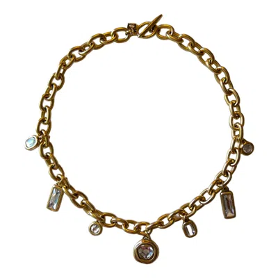 Sccollection Women's Gold Daisy Rhinestone Necklace In Gold