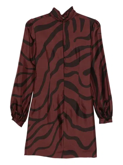 Raquel Diniz A-line Turtleneck Mini Dress With Long Sleeves In Multi
