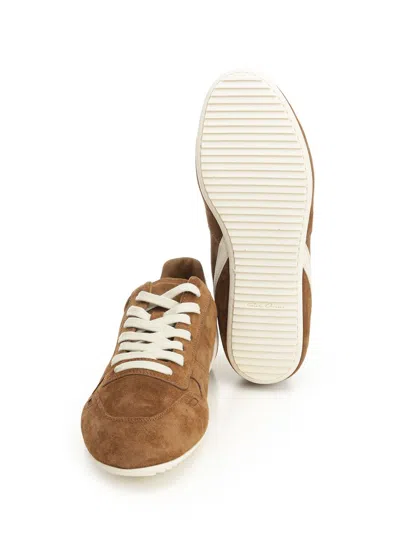 Rick Owens Minimal Sneak Suede Leather Panel Sneakers In Brown
