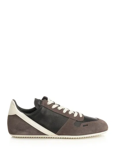 Rick Owens Panelled Suede And Leather Sneakers In Multi