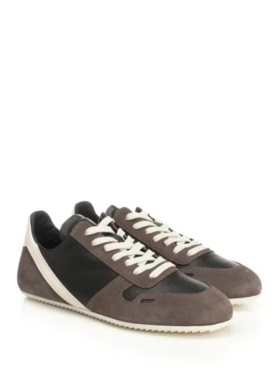 Rick Owens Panelled Suede And Leather Sneakers In Multi