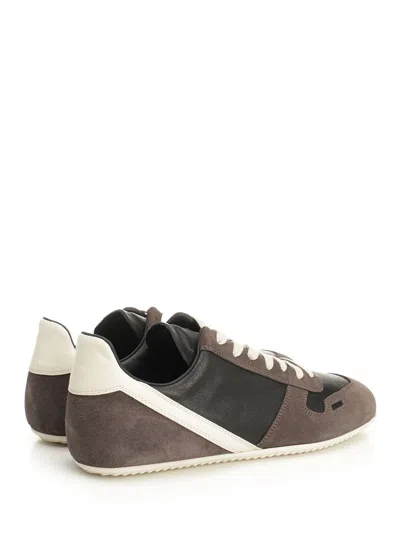 Rick Owens Panelled Suede And Leather Sneakers In Multi
