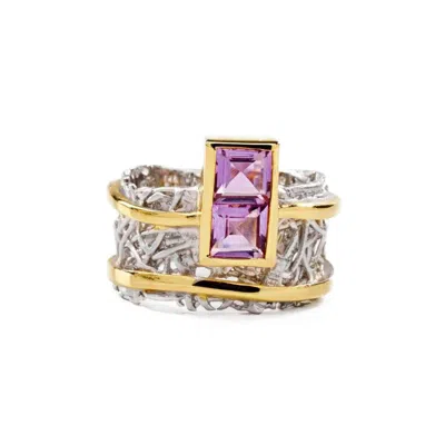 German Kabirski Women's Silver / Yellow Verina Amethyst Ring In Multi