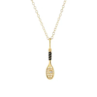 Kris Nations Women's Tennis Racket Enamel Charm Necklace Gold Vermeil In Gold