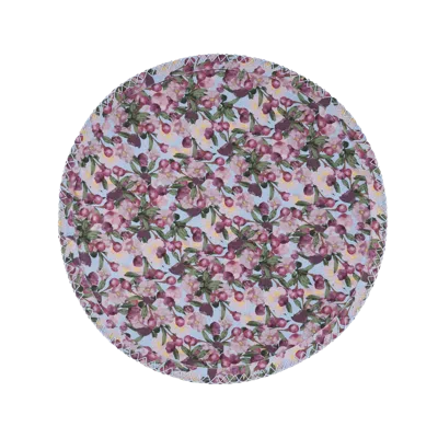 Sophie Williamson Design Set Of Six Round Placemats In Romantic Pink Cherry Blossom Print On Blue In Pink