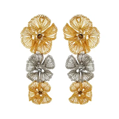 Lavish By Tricia Milaneze Women's Gold & Silver Plumeria Cascade Handmade Earrings In Gold