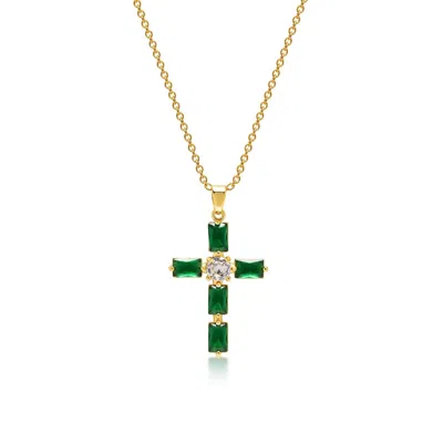 Nialaya Cz Cross Necklace In Gold