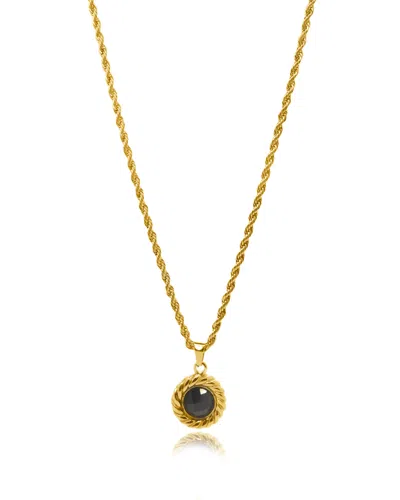 Viea Women's Gold Valeriana Onyx Pendant  Rope Chain Necklace In Gold