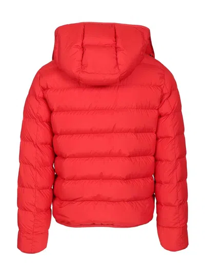 Moncler Hooded Padded Jacket Side Pockets In Red