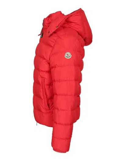 Moncler Hooded Padded Jacket Side Pockets In Red