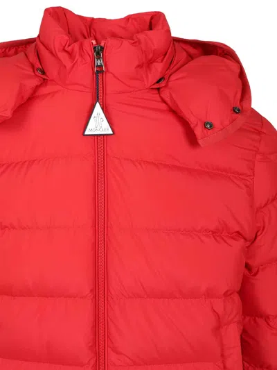 Moncler Hooded Padded Jacket Side Pockets In Red