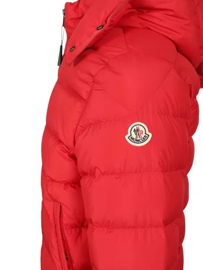 Moncler Hooded Padded Jacket Side Pockets In Red