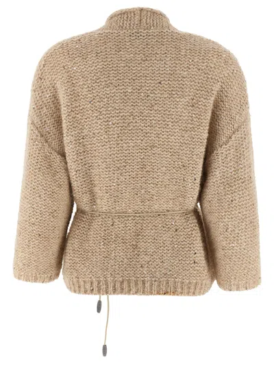 Peserico Sequin-embellished Belted Cardigan