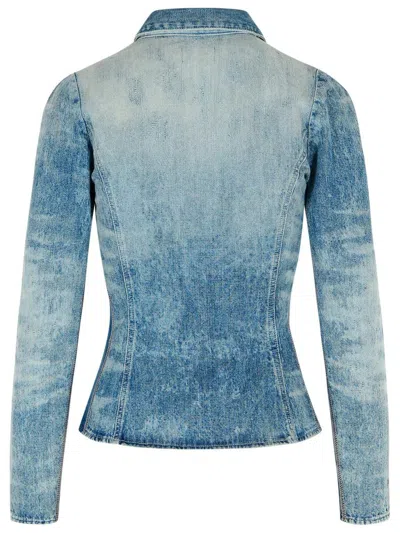 Diesel Shirt In Distressed Honeycomb Denim In Blue