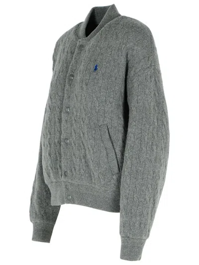 Polo Ralph Lauren Grey Wool And Cashmere Bomber Jacket In Gray