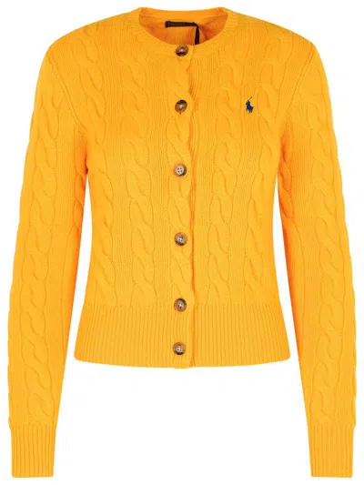 Polo Ralph Lauren Long Sleeve Crewneck Cardigan In Yellow