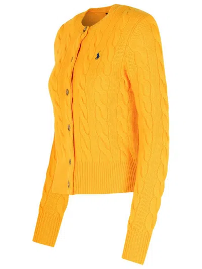 Polo Ralph Lauren Long Sleeve Crewneck Cardigan In Yellow