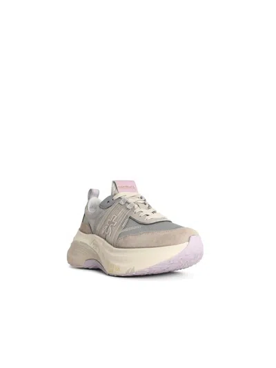Premiata 'hill' Grey Suede Blend Sneakers In Neutral
