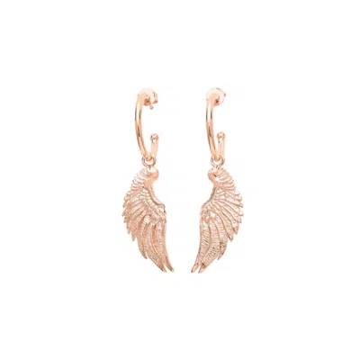 Seven Saints Women's Angel Wing Hoop Earrings, Rose Gold Over Sterling Silver In Gold