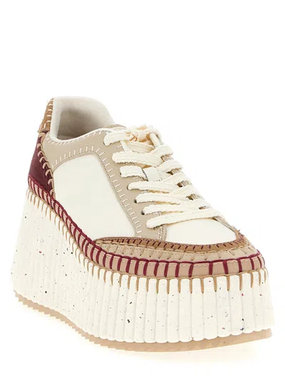 Chloé Nama Suede-trimmed Leather Platform Sneakers