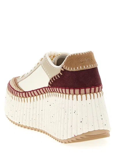 Chloé Nama Suede-trimmed Leather Platform Sneakers