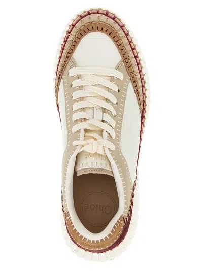 Chloé Nama Suede-trimmed Leather Platform Sneakers