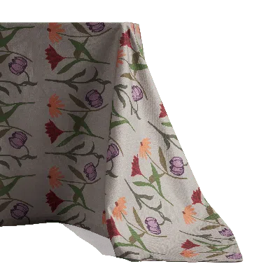 Sophie Williamson Design Extra Large Tablecloth In Oversize Bold Flower Print On Light Grey In Multi