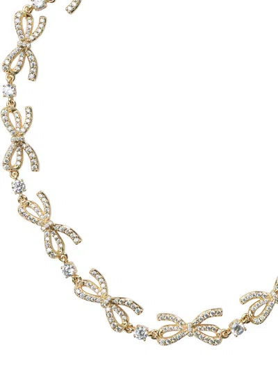 Self-portrait Necklace With Embellished Bows And Crystals Jewels Gold In Gold