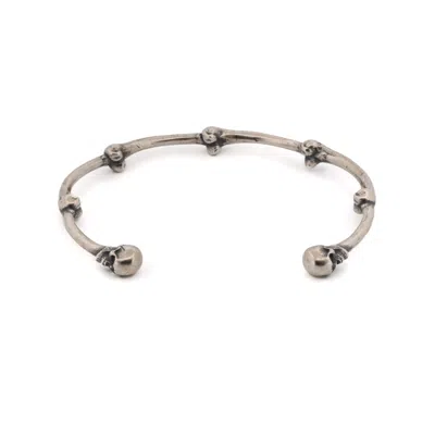 Ebru Jewelry Men's Unique Skull Sterling Silver Cuff Bracelet - Silver In Silver