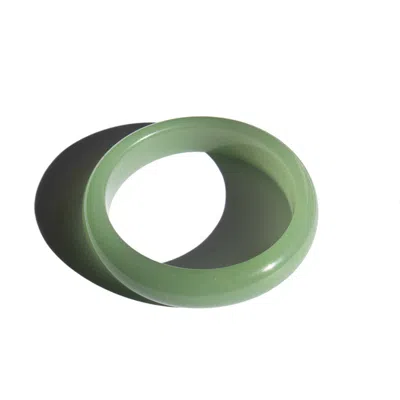 Seree Women's Smoke Opaque Light Green Jade Stone Bangle In Green
