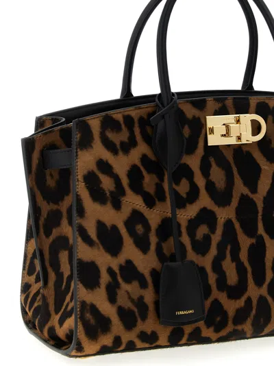 Ferragamo Leopard Print Studio Large Tote In Animal Print