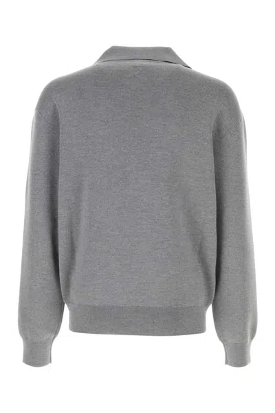 Dolce & Gabbana Wool V-neck Sweater With Dg Embroidery In Gray