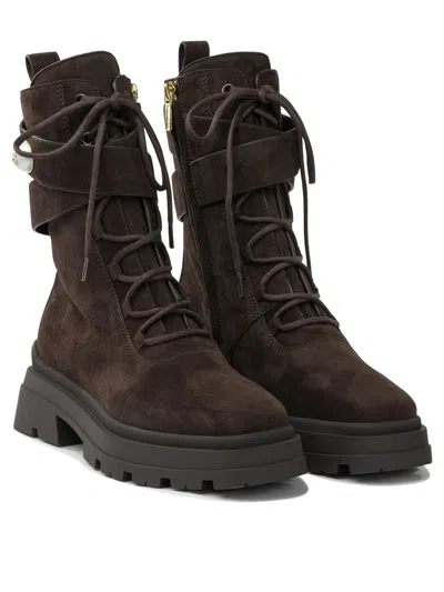 Jimmy Choo Dark Brown Noemi Combat Boots In Brown