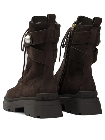 Jimmy Choo Dark Brown Noemi Combat Boots In Brown